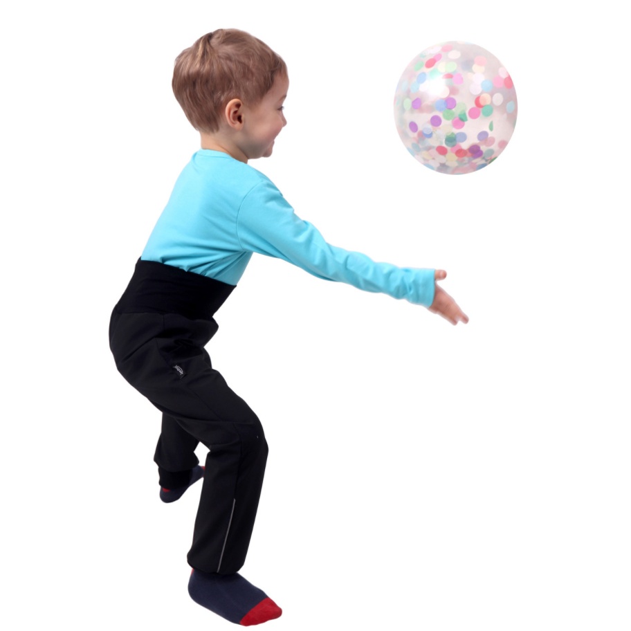 JOŽÁNEK Dětské softshellové kalhoty bez zateplení, černé